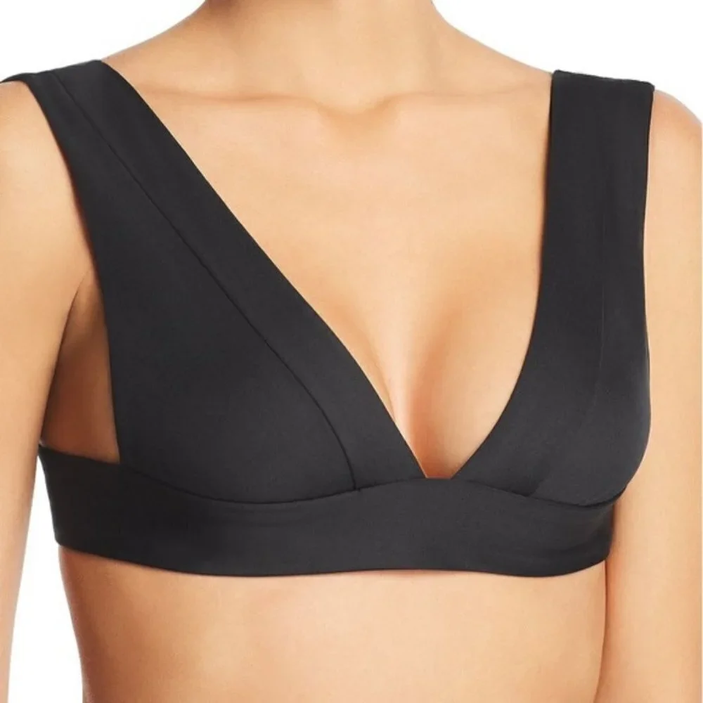 Vitamin A Magnolia V-Neck Bikini Top Black NWOT